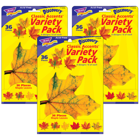 TREND ENTERPRISES Maple Leaves Classic Accents® Variety Pack, 36 Per Pack, PK3 T10958